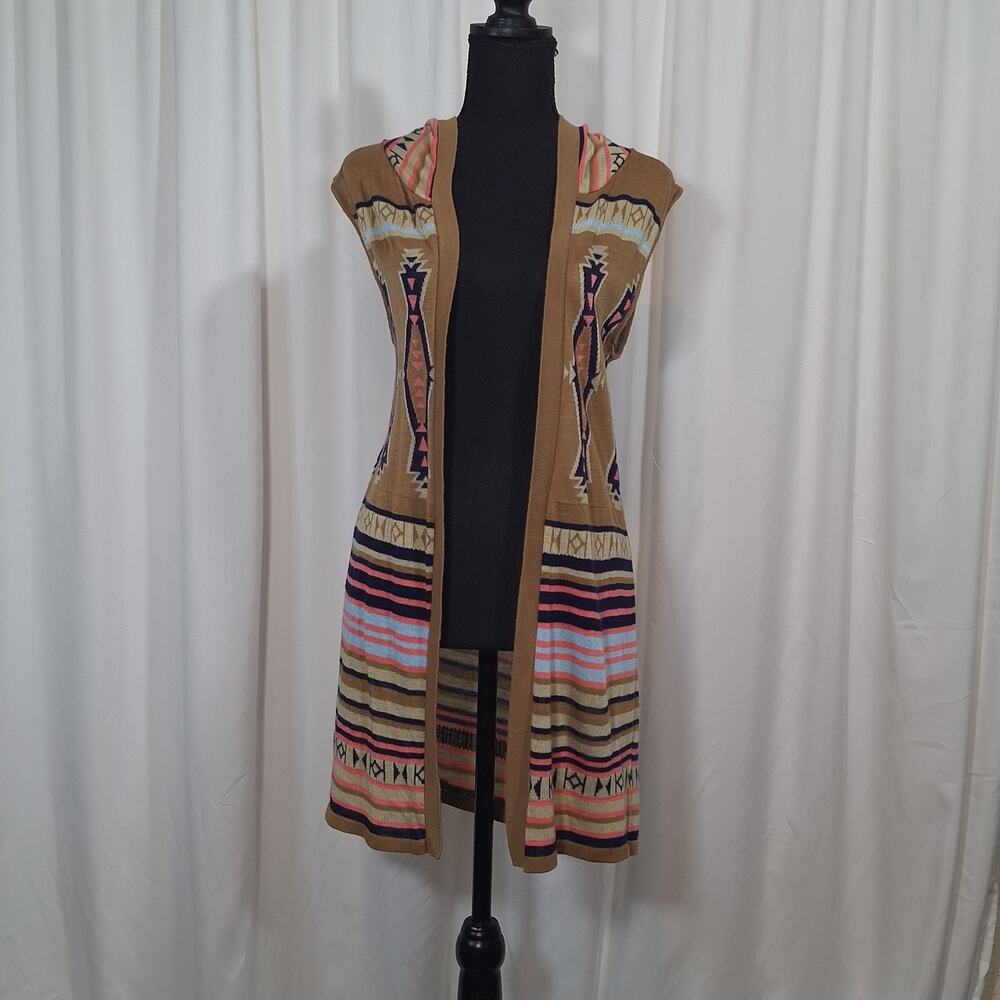 Say‎ What? XS Sleeveless Hoodie/Cardigan Boho Lightweight Southwestern Knit